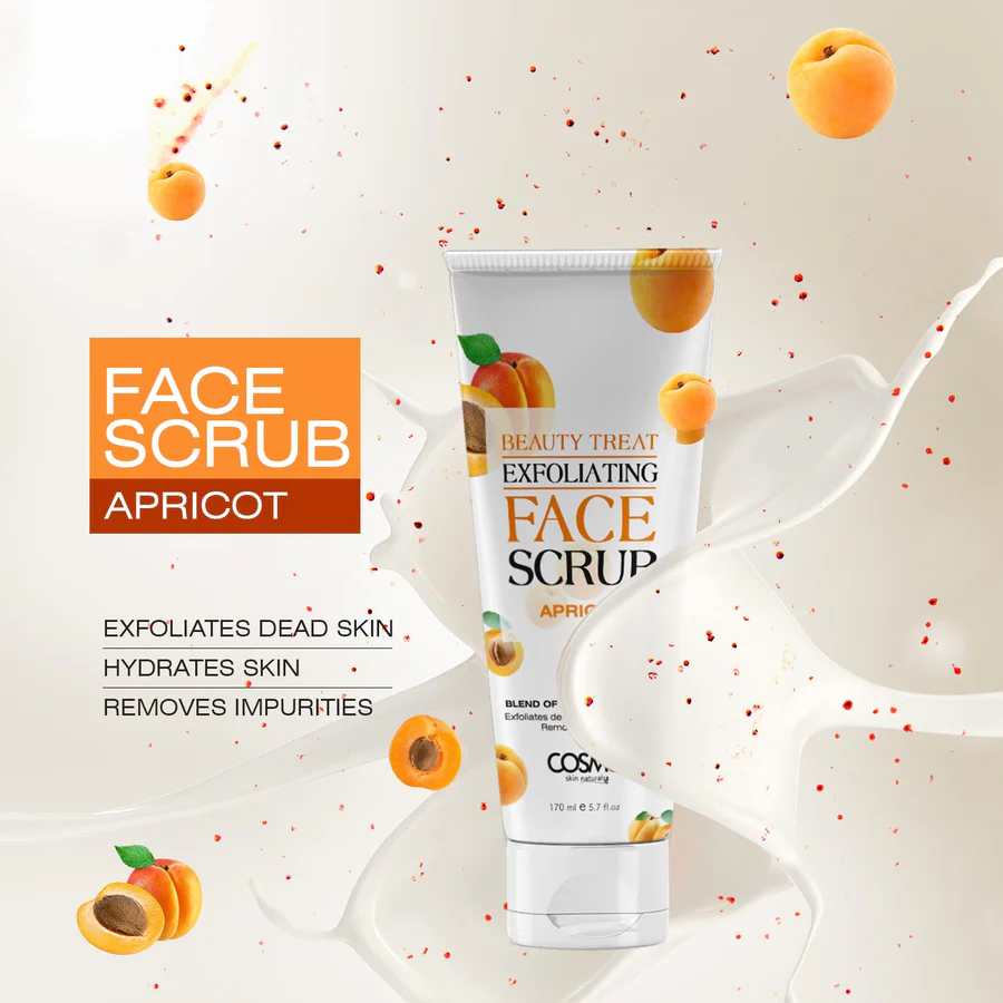 Cosmo Beauty Treat Exfoliating Apricot Face Scrub - 170ml - Image 2