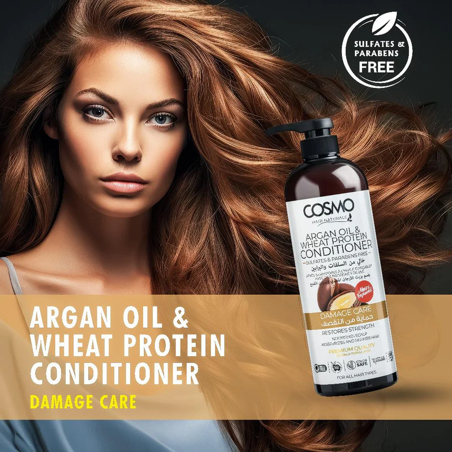 Cosmo Hair Naturals Argan Oil Wheat Protein Conditioner - 1000ml - Image 2
